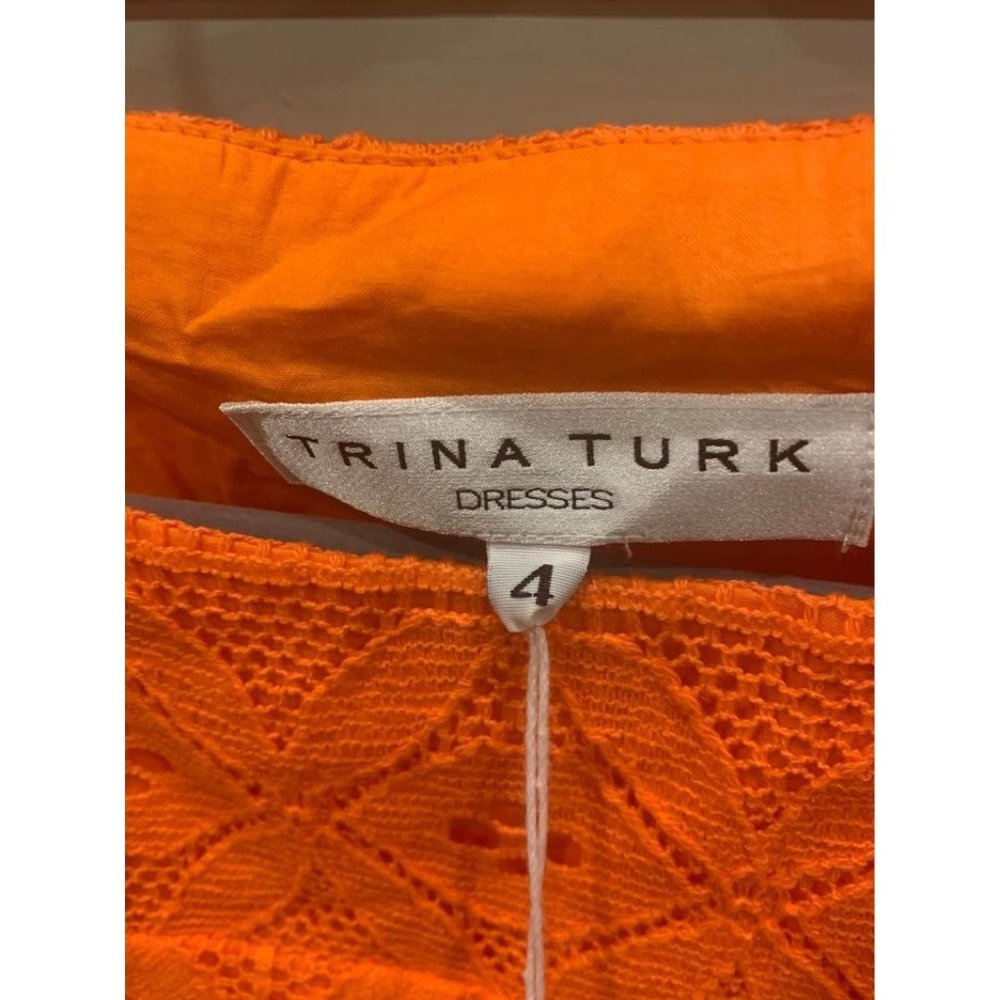 NWT Trina Turk orange lace inspired casual dress, size 4, OP $348.00 (Bin X) - Picture 5 of 8